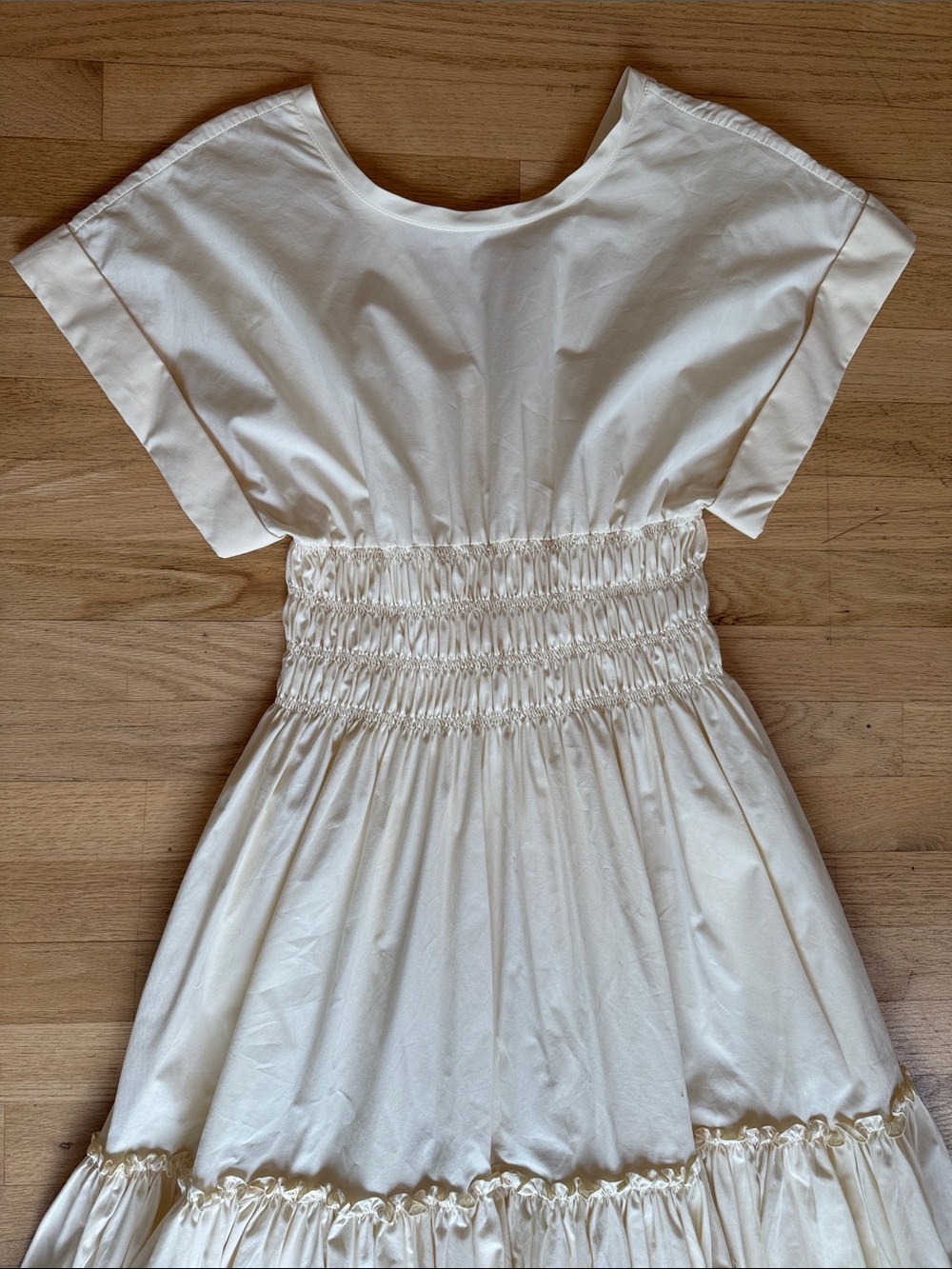 EUC: THREE GRACES Blanche Dress, Cotton Poplin - Ecru, sz Medium - Picture 4 of 9